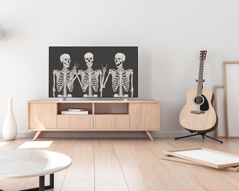Halloween Samsung Frame TV Art Funny Skeletons Fall Art - Etsy | Etsy (US)