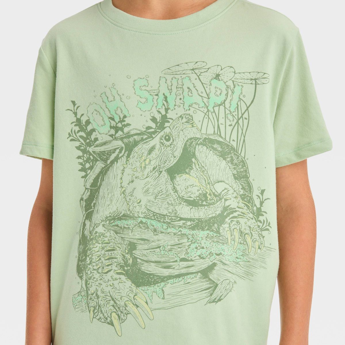 Boys' Short Sleeve Snapping Turtle 'Oh Snap!' Graphic T-Shirt - Cat & Jack™ Green | Target