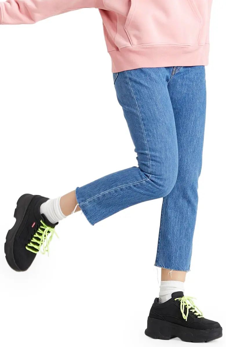 501® High Waist Raw Crop Straight Leg Jeans | Nordstrom