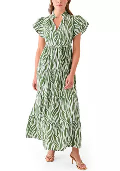 Women's Printed Flutter Sleeve Maxi Dress | Belk