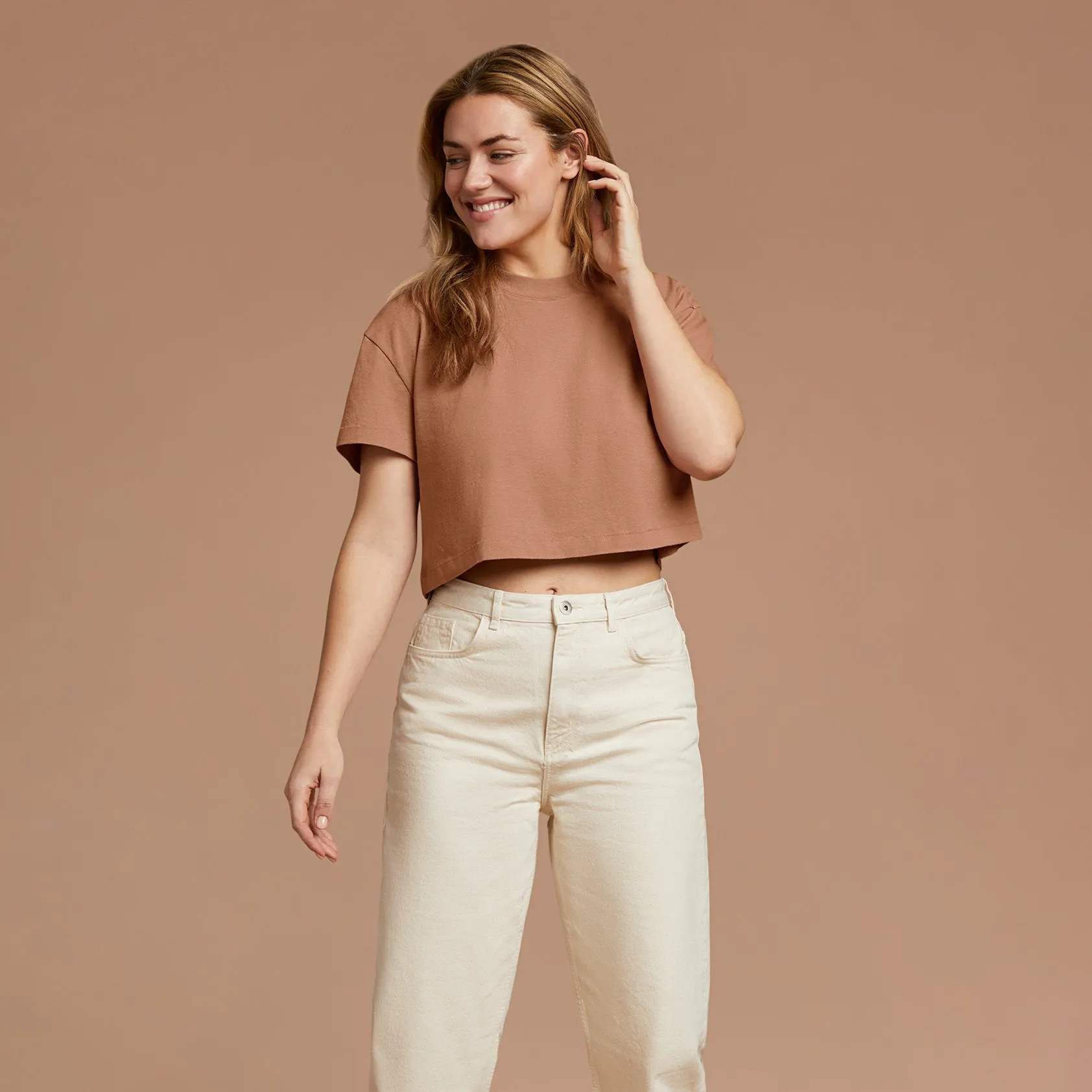 Women's Cropped Tee - Clay - nuuds | nuuds