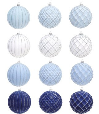 Blue Christmas Collection Glitter Textured Ball Ornament Set | Dillard's