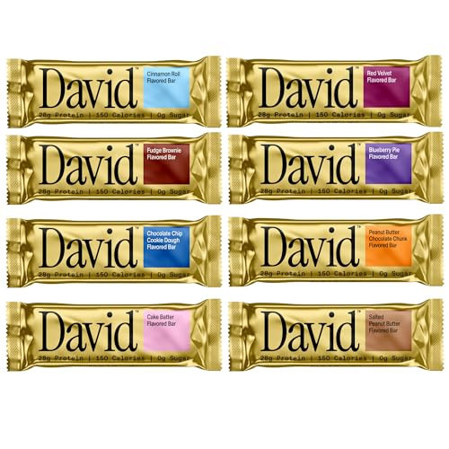 David High Protein Bars - Sugar Free Protein Bars, Low Carb, Gluten Free - 28g of Protein, 150 Calories - (8 Pack) | Amazon (US)