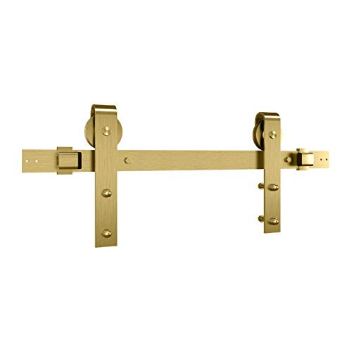 National Hardware, 72 in, Brushed Gold N700-006 Interior Sliding Barn Door Hardware One Piece Designer Kit with Soft Close | Amazon (US)
