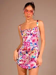 CULOLA Women's 2023 Summer Backless Dress Floral Print Cami Mini Dress Sleeveless Backless | Amazon (US)