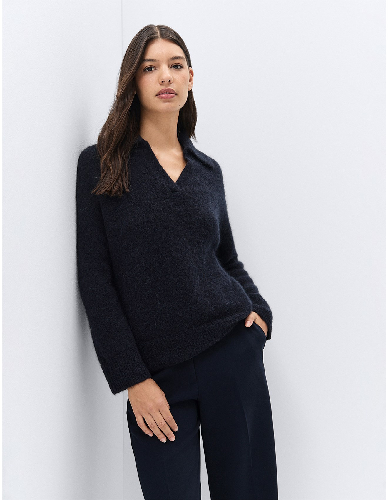 Lofty Collared Knit: Luxe Lofty Texture Relaxed Classic | David Jones (Australia & New Zealand)