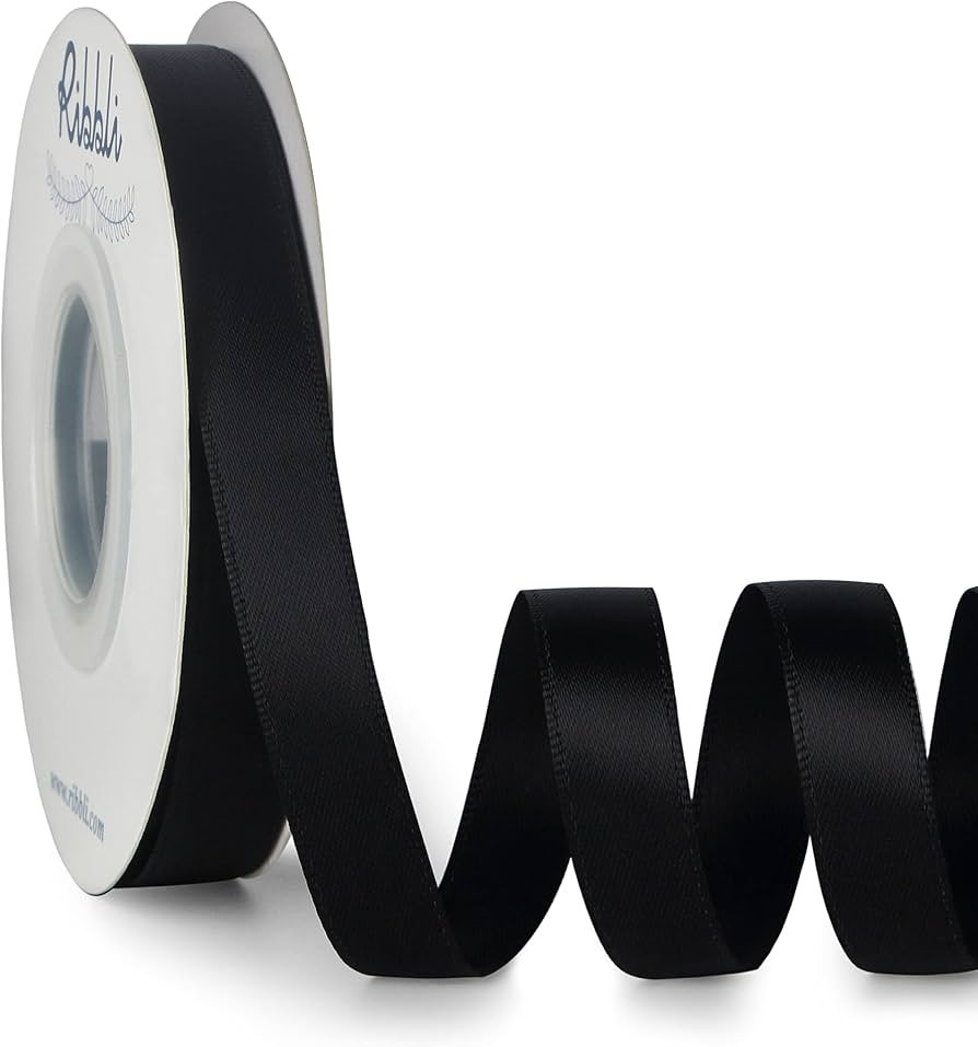 Ribbli Double Faced Black Satin Ribbon,1/2” x Continuous 25 Yards,Use for Bows Bouquet,Gift Wra... | Amazon (US)