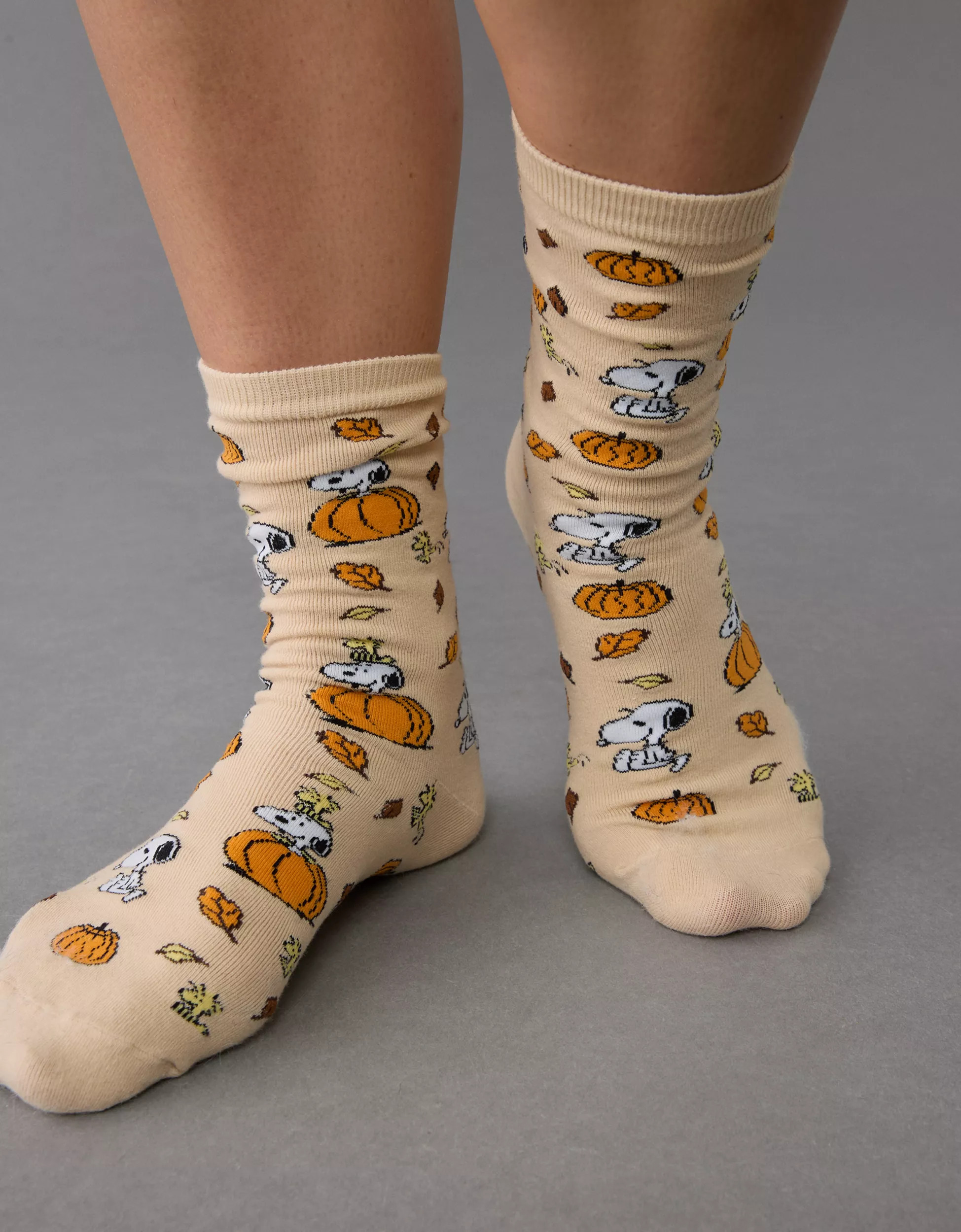 AE Peanuts Fall Pumpkin Crew Socks | American Eagle Outfitters (US & CA)