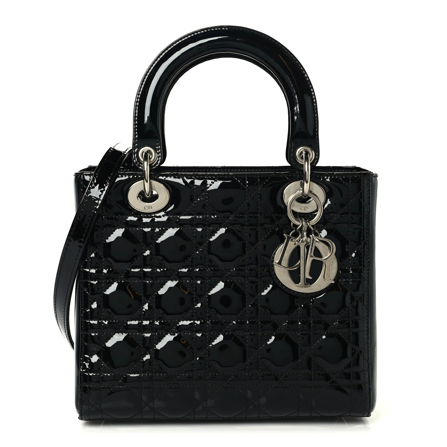 Patent Cannage Medium Lady Dior Black | FASHIONPHILE (US)
