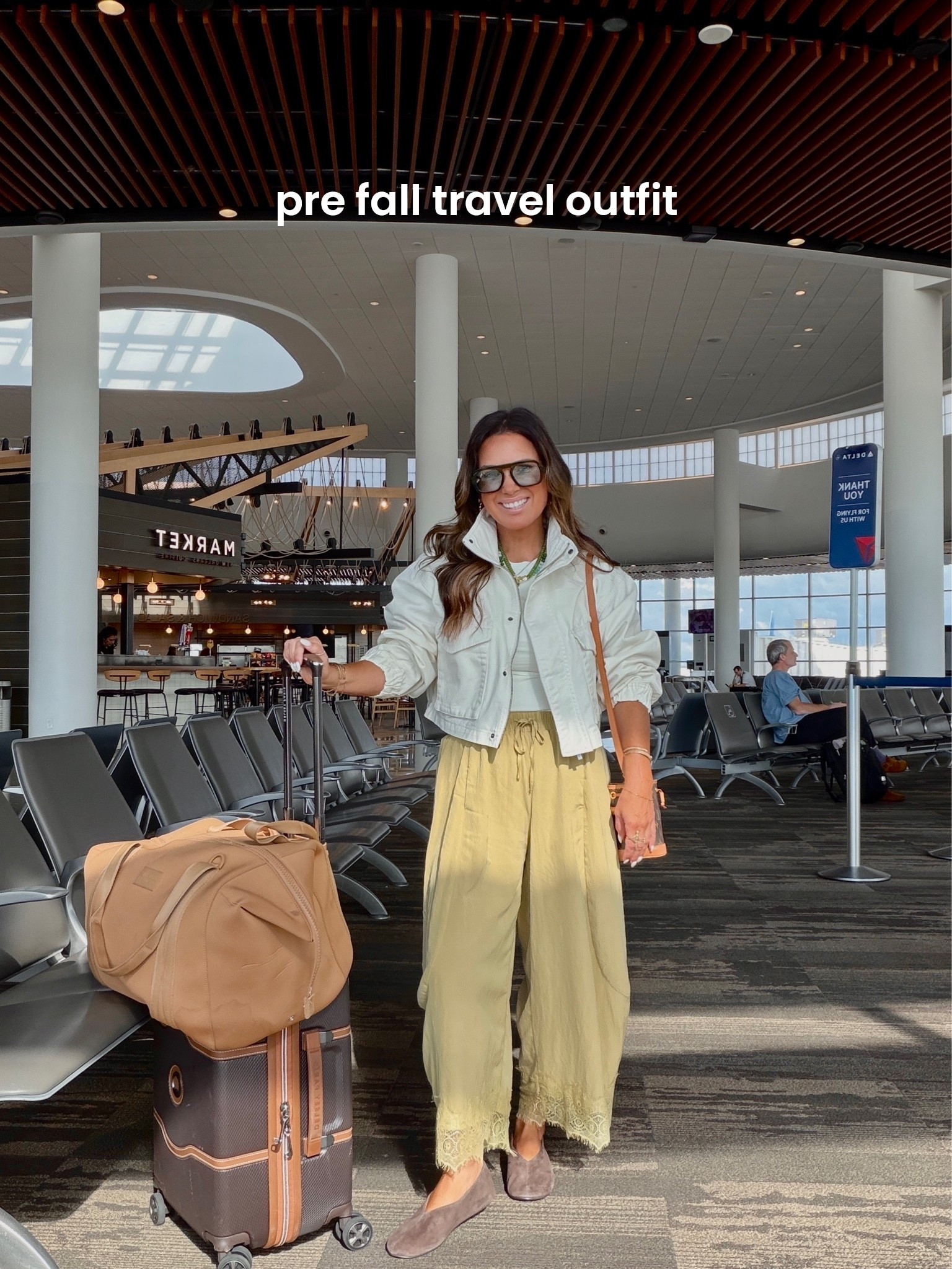 Pre fall travel fit!!! Perfect for this in between weather. I sweat so easily so neat lightweight layers!!! 
Wearing size small in pants and jacket.
Wearing size medium in top. 
Linking my cute, COMFY flats and linking similar, affordable options too.

Comment SHOP below to receive a DM with the link to this post on my LTK ⬇ https://liketk.it/6mVFk

#LTKNYFW #LTKootd #LTKmomlife