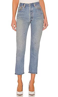 RE/DONE Levis High Rise Ankle Crop in Indigo from Revolve.com | Revolve Clothing (Global)