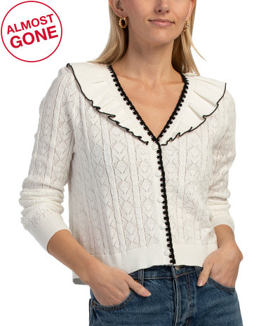 Pleated Collar Cardigan | TJ Maxx