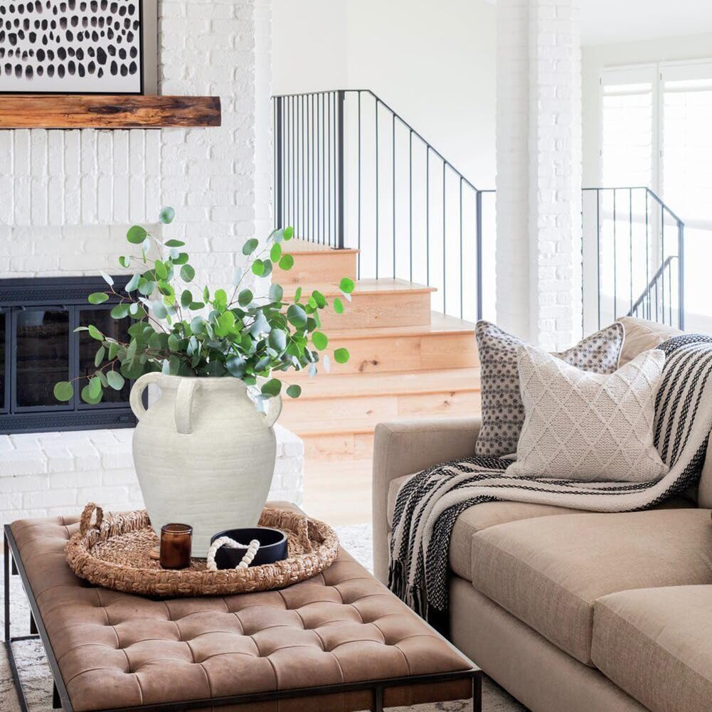 Handmade Flower Vase, 12" Tall Terracotta Vase, Green Vintage Ceramic vase, Rustic Antique Decor ... | Amazon (US)