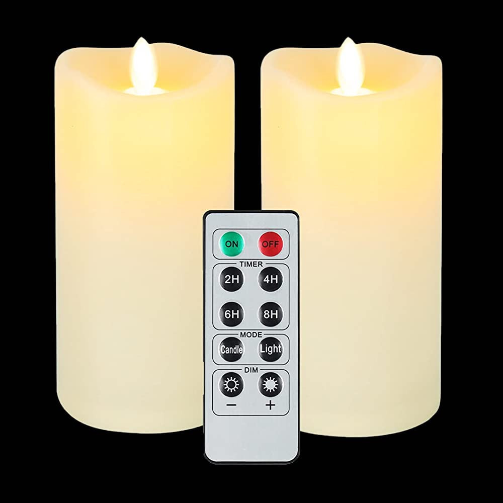 SERPURE Flickering Flameless Candles with Remote & Timers, Realistic Moving LED Flame Battery Operat | Amazon (US)