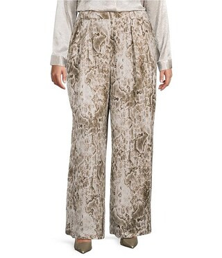 Plus Size Snake Print High Rise Wide Leg Pants | Dillard's