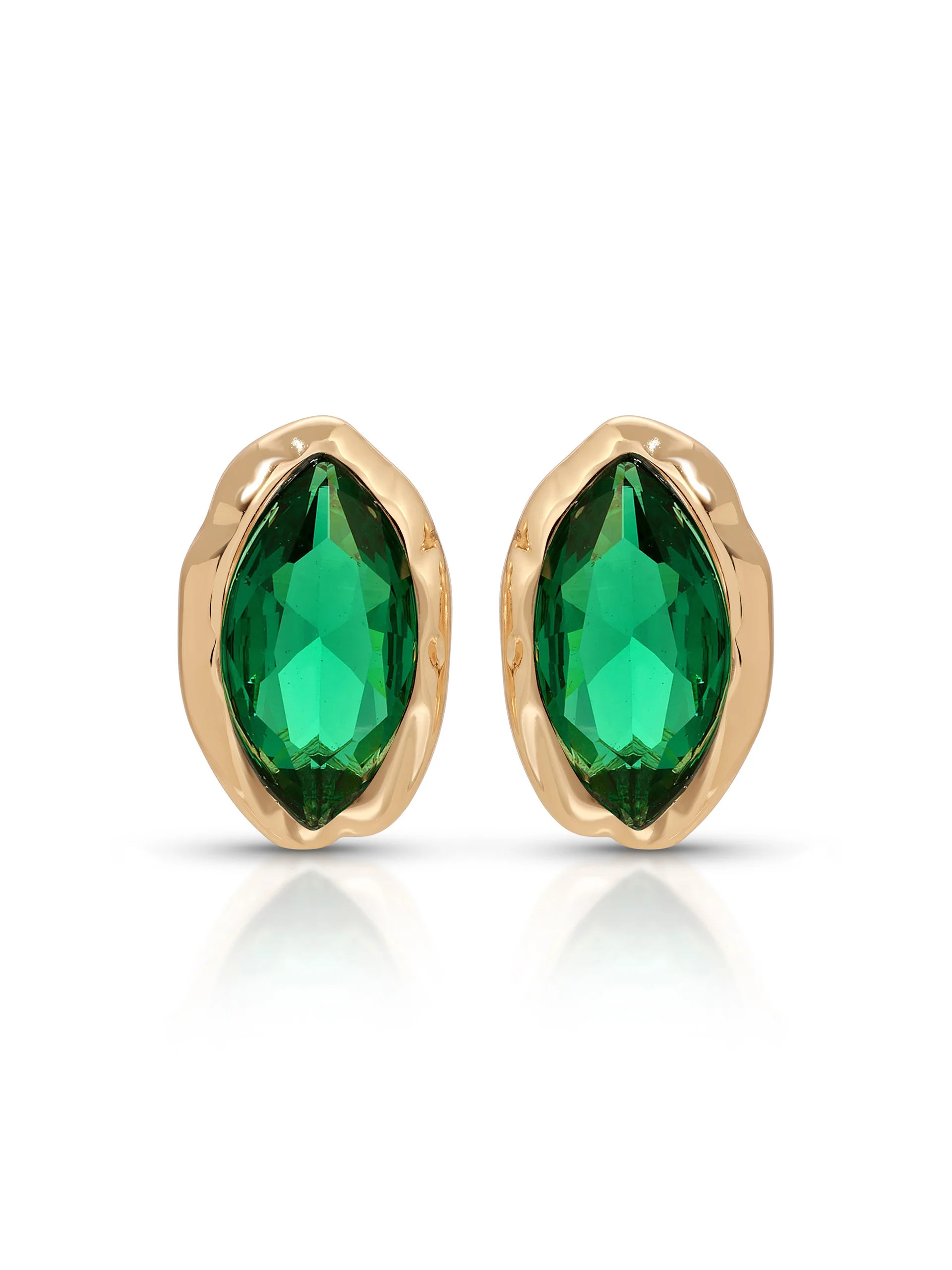 Crystal Luxe Mini Studs - Emerald Crystal with 18k Gold Plating / One Size | Ettika