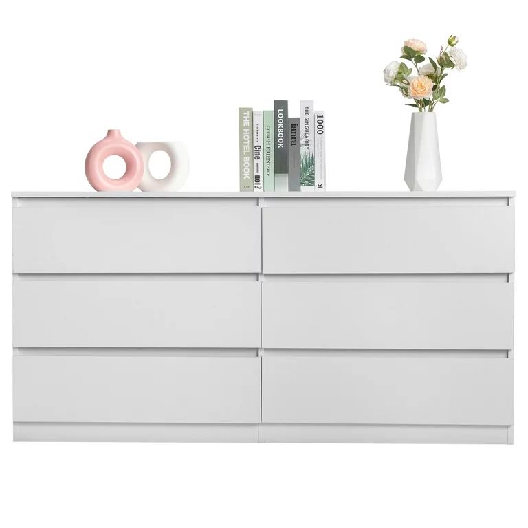 UBesGoo Modern White 6 Drawer Dresser Bedroom White Finish | Walmart (US)