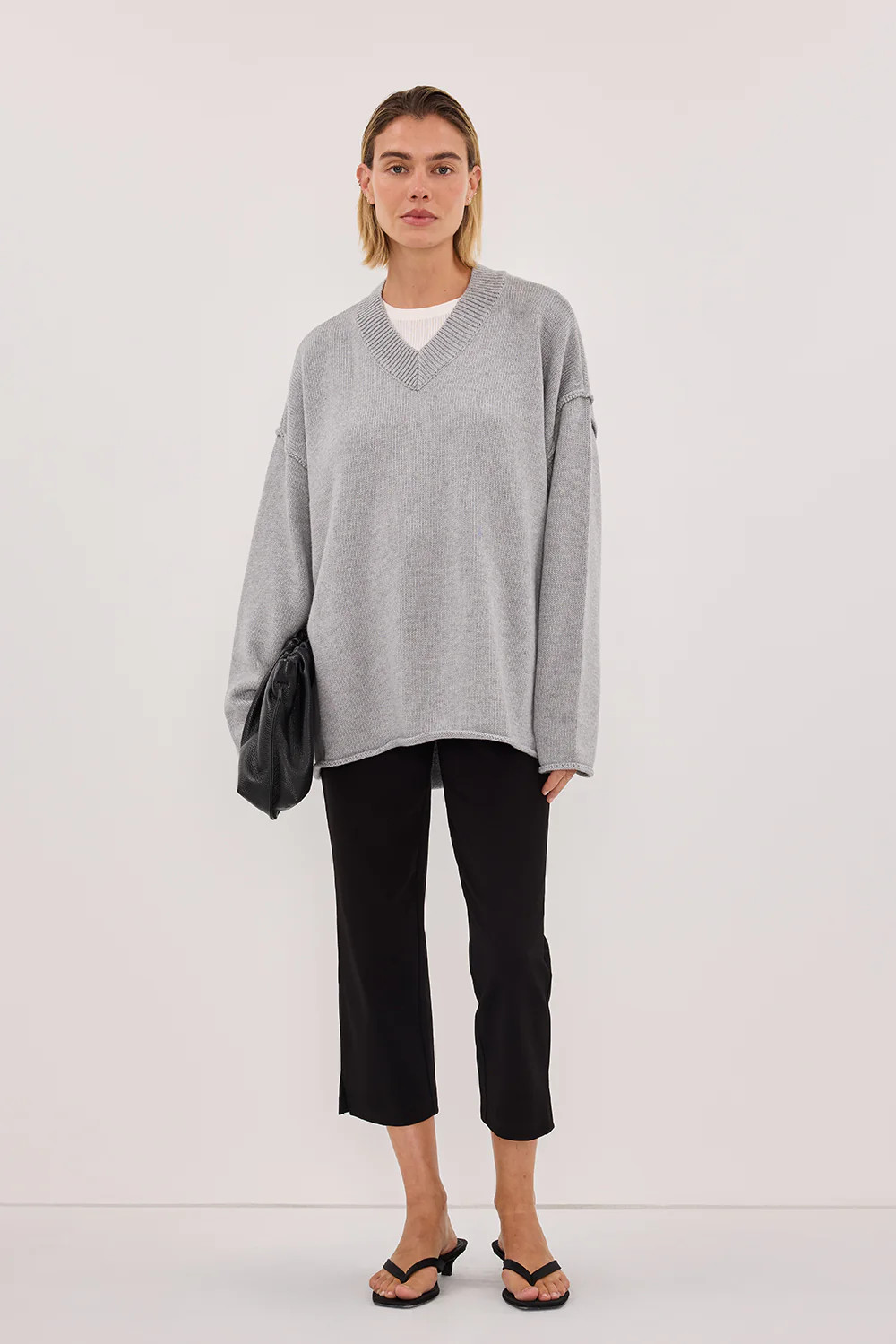 FLINT SILVER V NECK KNIT JUMPER | DISSH