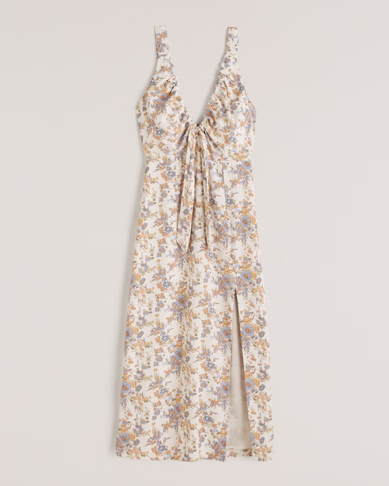 Women's Cinched Neck Slip Midi Dress | Women's Dresses & Jumpsuits | Abercrombie.com | Abercrombie & Fitch (US)