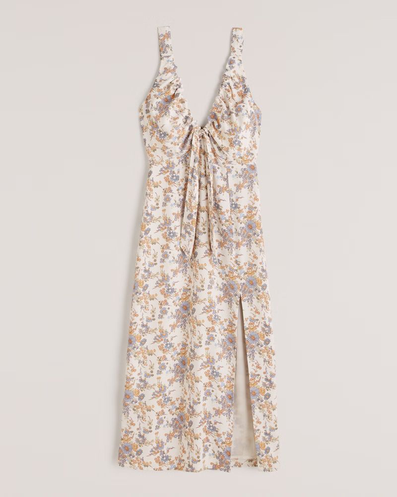 Cinched Neck Slip Midi Dress | Abercrombie & Fitch (US)