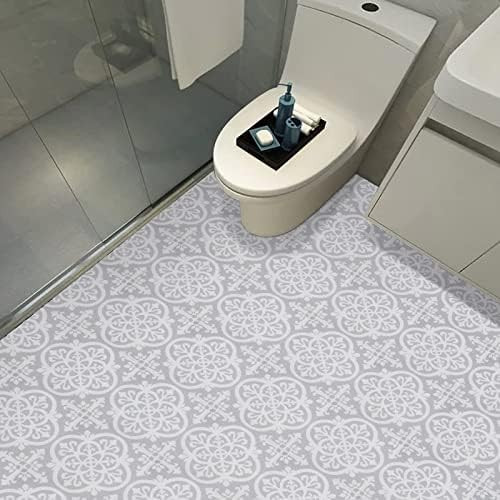 Peel and Stick Floor Tiles Gray Vinyl Flooring 7.87 in X 7.87 in (20 pcs/Pack) Easy to Line Up and I | Amazon (US)