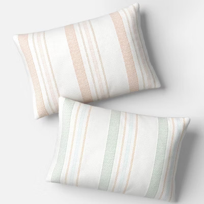 Textured Yarn Dyed Cotton Lumbar Throw Pillow - Room Essentials™ | Target