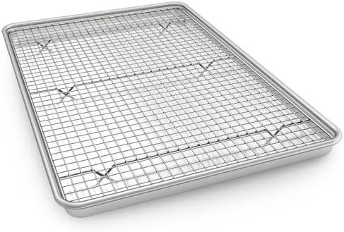 Half Sheet Pans with Rack Set, 18 Inch Commercial Quality Baking Sheet Pan Set, Natural Aluminum ... | Amazon (US)