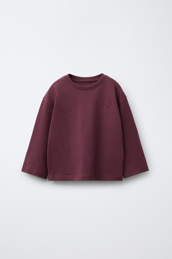 BASIC EMBROIDERED HEART T-SHIRT | Zara US