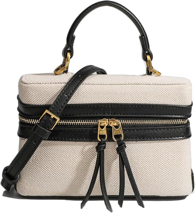 Slouchy Canvas Box Shoulder Bag Women Trendy Underarm Hobo Bags Cute Crossbody Purse Top-Handle T... | Amazon (US)