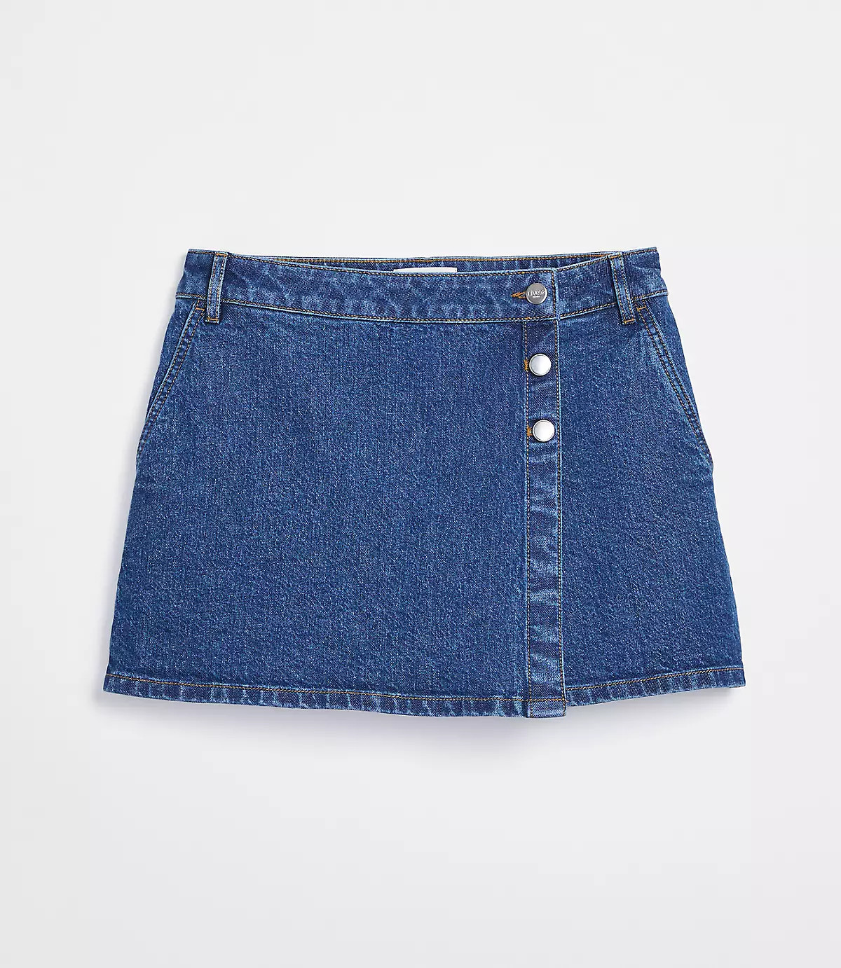 Petite Denim Wrap Skort in Medium Stone Wash | LOFT