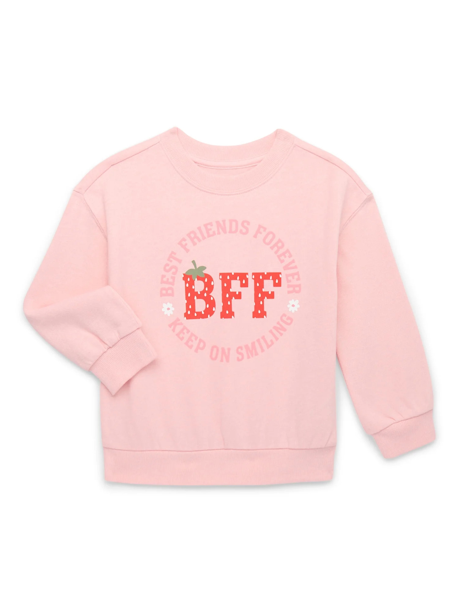 Wonder Nation Toddler Girl Fleece Crewneck Sweatshirt, Sizes 12M-5T | Walmart (US)