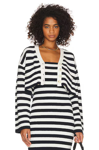 GRLFRND Ragnar Striped Boxy Cardigan in Ivory & Navy from Revolve.com | Revolve Clothing (Global)