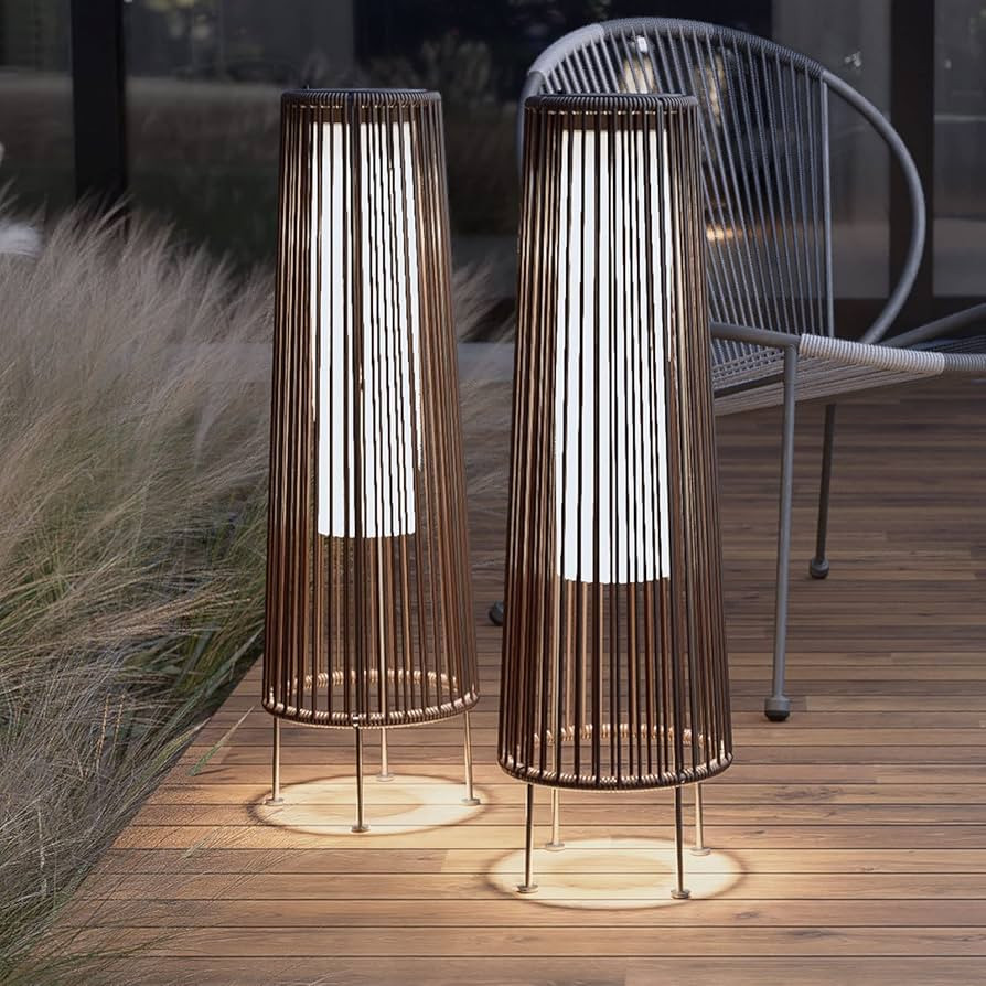 Grand patio Outdoor Solar Floor Lamp Resin Wicker Solar Light Outdoor Waterproof for Yard, Garden... | Amazon (US)