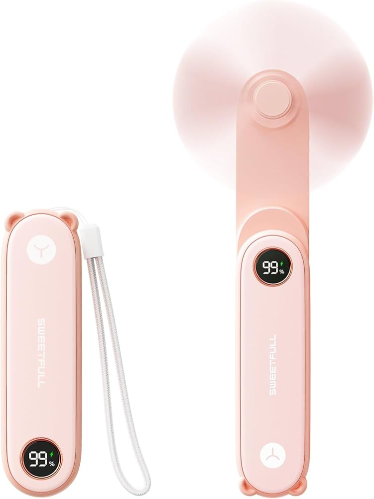 SWEETFULL Portable Handheld Mini Fan with LED Display, 2-in-1 Personal Foldable USB Rechargeable ... | Amazon (US)