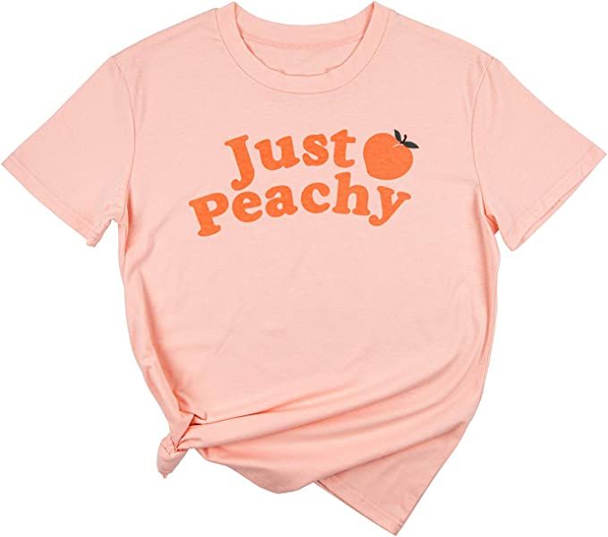 Ykomow Just Peachy T Shirt Womens Short Sleeve Casual Summer Graphic Tees Tops | Amazon (US)