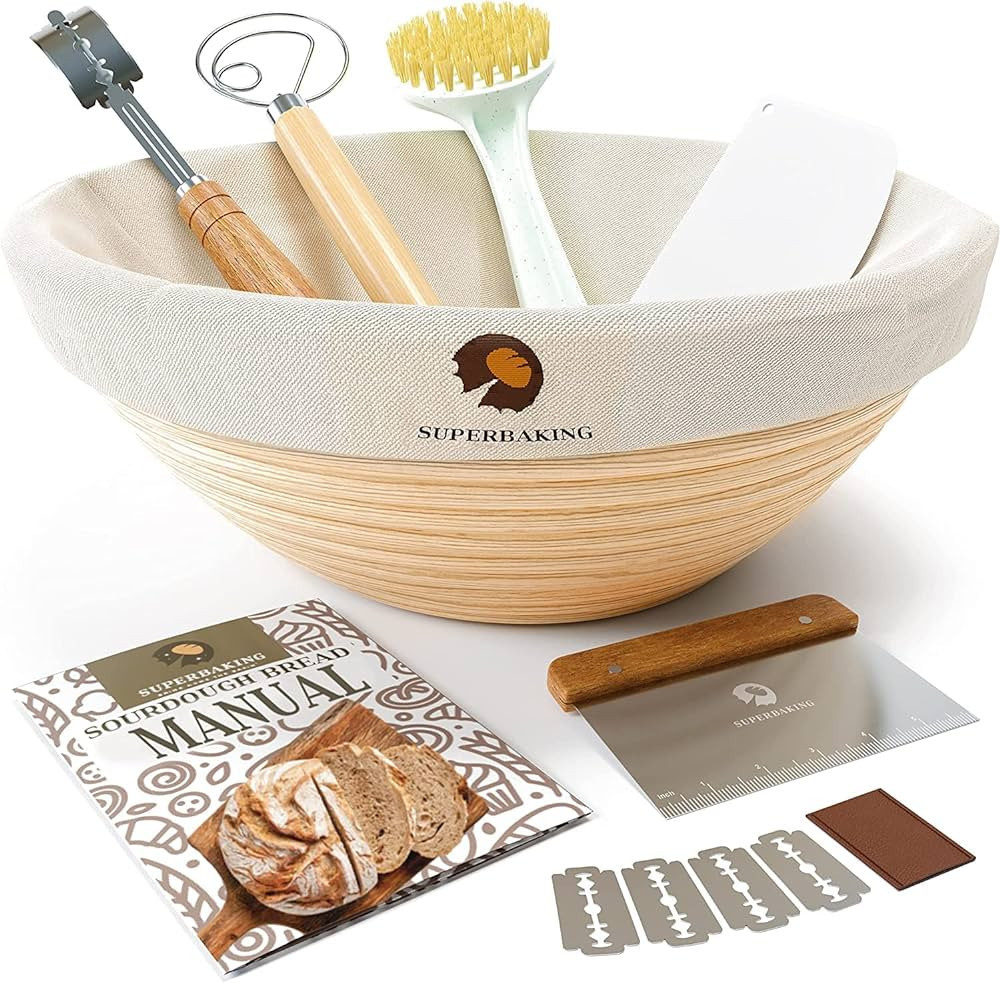 Superbaking Bread Proofing Basket, Round 9 inch Sourdough Starter Kit, Proofing Basket for Bread ... | Amazon (US)
