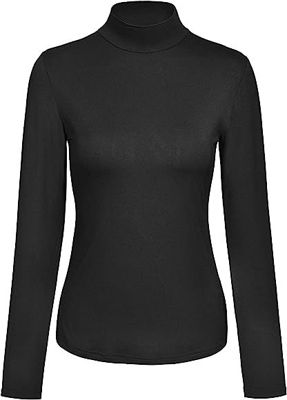 KLOTHO Women’s Slim Fitted Mock Turtleneck Tops Long Sleeve Lightweight Base Layer Shirts | Amazon (US)