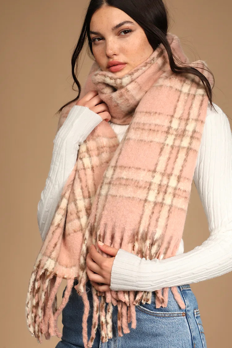 Mava Rose Multi Plaid Fringe Scarf | Lulus (US)