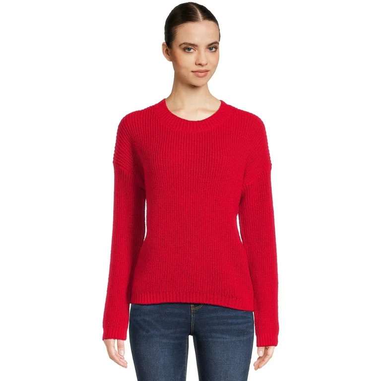 No Boundaries Juniors Shaker Stitch Crewneck Sweater - Walmart.com | Walmart (US)