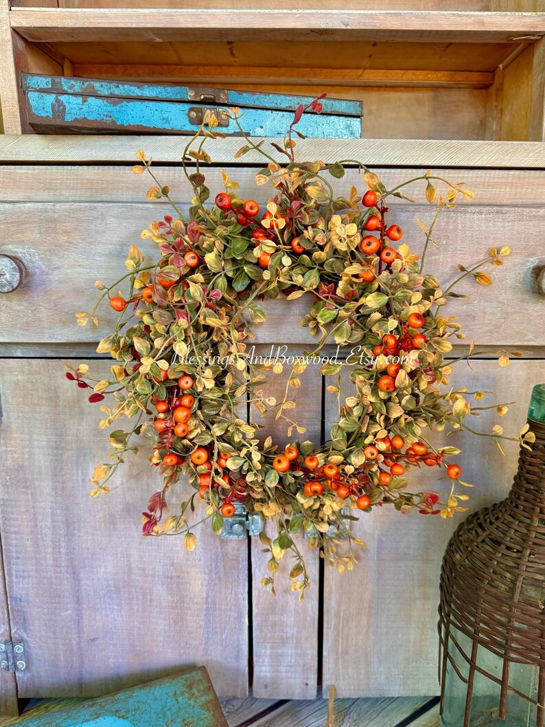 Fall Berry Wreath Ring: Thanksgiving Table Centerpiece, Fall Wreath, Fall Kitchen Cabinet Wreath ... | Etsy (Global)