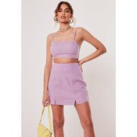 Lilac Co Ord Linen Blend Crop Top | Missguided (US & CA)