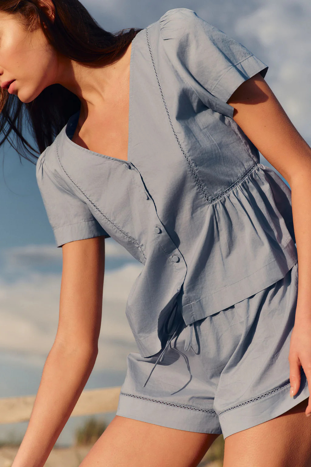 Celeste Shorts Set in Dusty Blue | Lake Pajamas