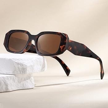 Trendy Rectangle Sunglasses Womens Men Fashion Classic Sun glasses Retro Shades | Amazon (US)