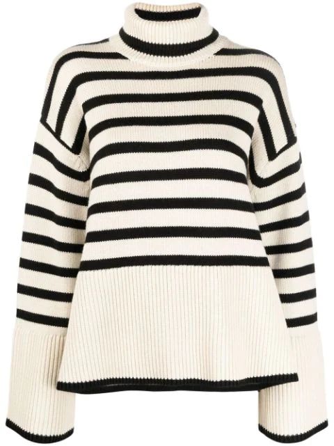 Totême Striped Roll Neck Jumper - Farfetch | Farfetch Global