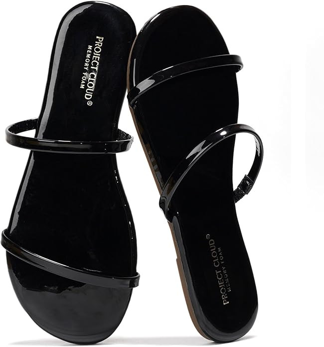 Project Cloud Sandals Women - Memory Foam Flip Flops for Women - Vegan Leather Summer Sandals - L... | Amazon (US)