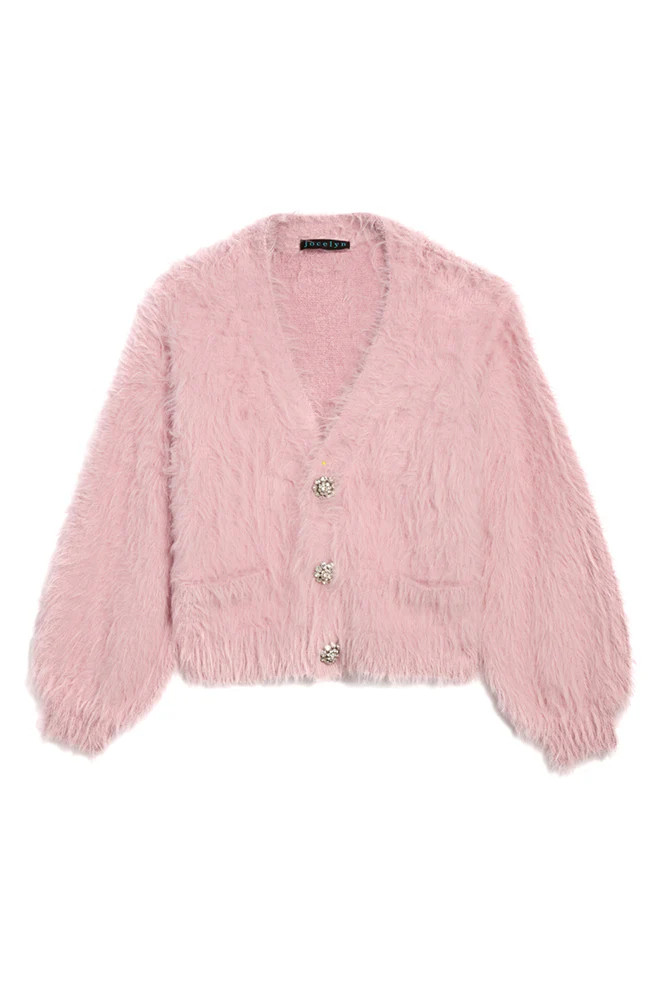 The Margaret Pink Fuzzy Cardigan | Jocelyn