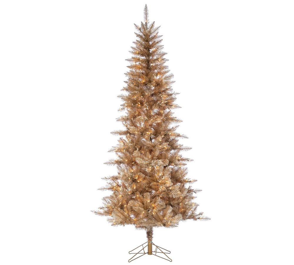 Pre-Lit Tuscany Tinsel Artificial Christmas Tree, 7.5', Rose Gold | Pottery Barn (US)