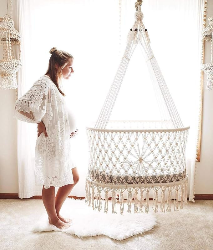 Hanging Crib (Moses) in Macrame with 1 Handmade Mattress | Amazon (US)