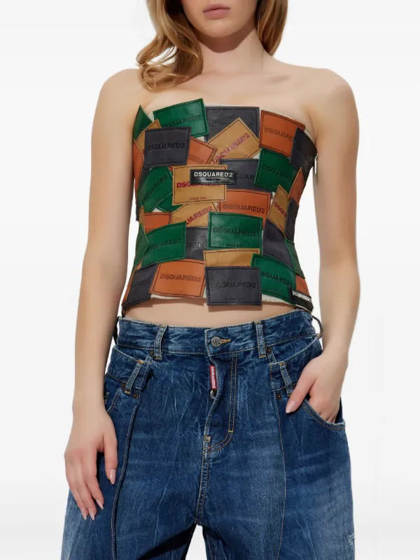 DSQUARED2 x Bettter Patchwork Strapless Top | Green | FARFETCH GE | Farfetch Global