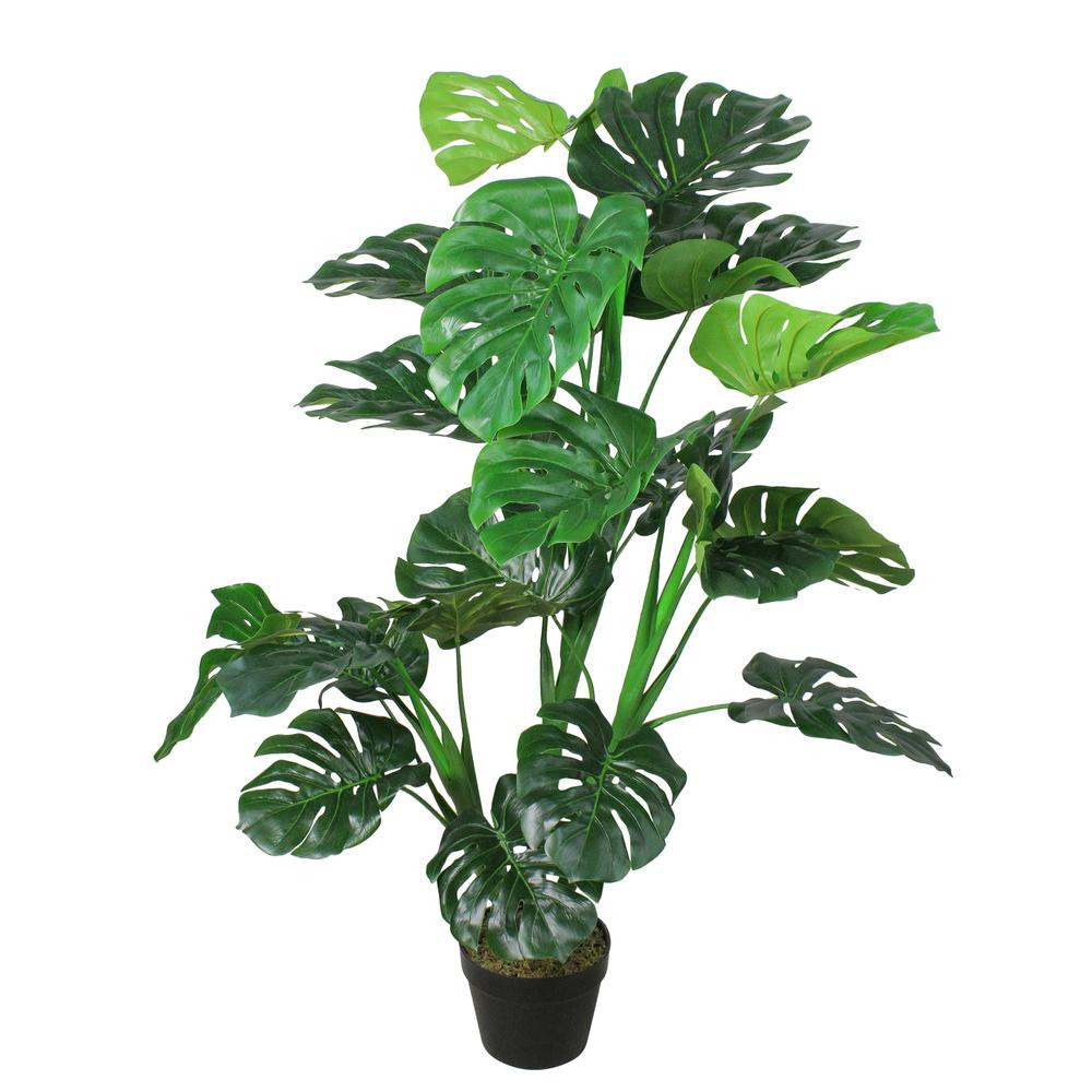 Northlight 50 in. Potted Green Artificial Monstera Plant | The Home Depot